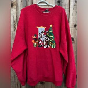 Vintage 1998 Looney Tunes Adult sweater Christmas fleece Warner bros pullover